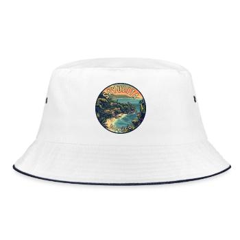 Erleben Sie Sayulita Mexiko – Reisekunst - Bucket Hat - Weiß/Navy - Vorne