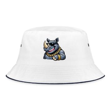 Style de rue rhinocéros avec chaîne en or - Bob - blanc/marine - Devant