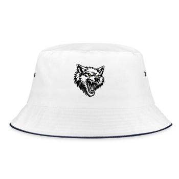 Angry Wolf Head – Aggressive Wolf Design - Bucket Hat - white/navy - Front