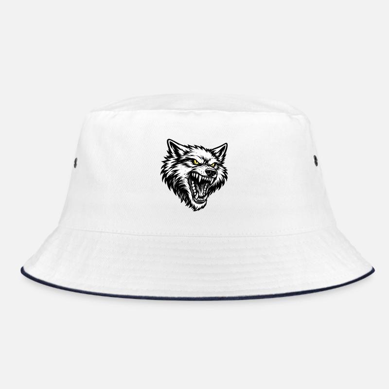 Angry Wolf Head – Aggressive Wolf Design Bucket Hat