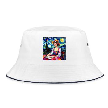 Nocturnal patchwork font - Bucket Hat - white/navy - Front