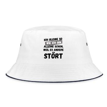 ICH BLEIBE SO, SARKASMUS, LUSTIG, BÜRO, ARBEIT - Bucket Hat - Weiß/Navy - Vorne
