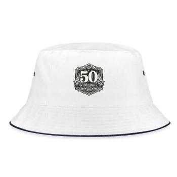 50 Perfekt Gereift Vintage Abzeichen - Bucket Hat - Weiß/Navy - Vorne
