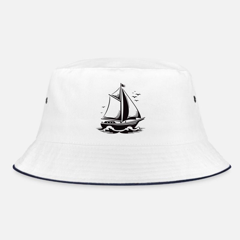 Segelschiff Silhouette am Meer Bucket Hat