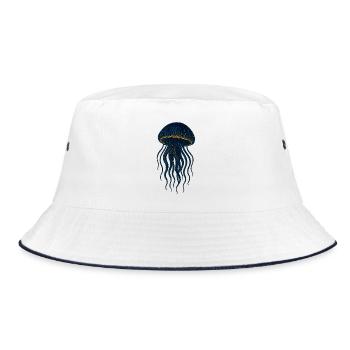 Leuchtende Qualle Tiefsee Licht - Bucket Hat - Weiß/Navy - Vorne