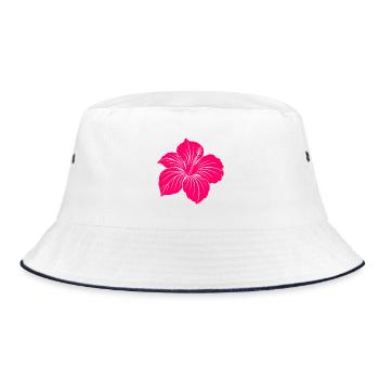 Hibiskusblüte - Bucket Hat - Weiß/Navy - Vorne