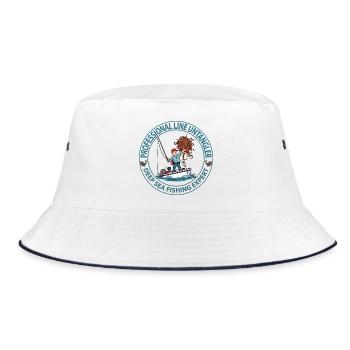 Logo des Experten für Tiefseefischerei - Bucket Hat - Weiß/Navy - Vorne
