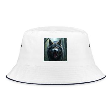 Aggressive wolf - Bucket Hat - white/navy - Front
