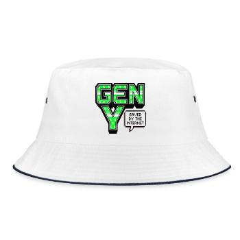 Generation Y, gen Y , Millennials Shirt, Hoodie - Bucket Hat - Weiß/Navy - Vorne