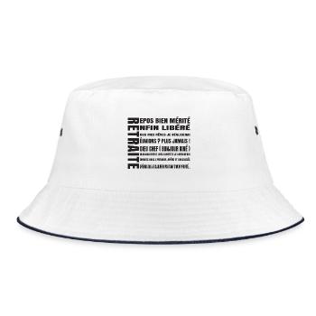 RETREAT (black text) - Bucket Hat - white/navy - Front