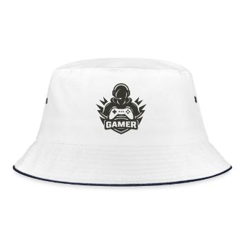 Gamer Logo - Bucket Hat - white/navy - Front