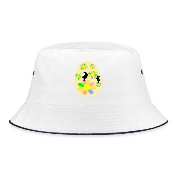 Easter Eggs Easter Bunny - Bucket Hat - white/navy - Front