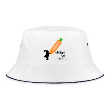 Karotte Möhre Osterhase - Bucket Hat - Weiß/Navy - Vorne