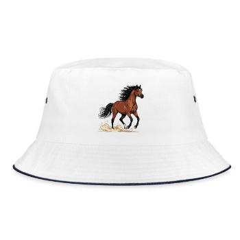Horse Chestnut Arabian Gallop Dust Equestrian - Bucket Hat - white/navy - Front