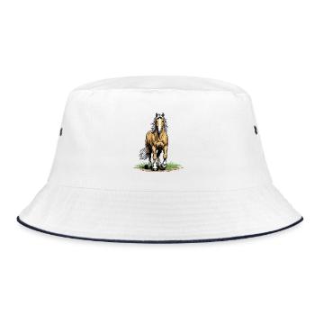 Palomino de Face Horse Equestrian Elegance Chic - Bucket Hat - white/navy - Front