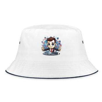 American Flags TechDJ Motif - Bucket Hat - white/navy - Front