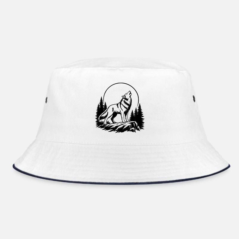 Wolf mit Vollmond Bucket Hat