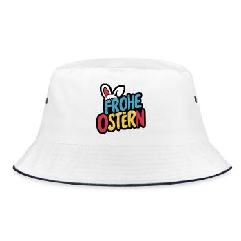 Frohe Ostern Hase - Bucket Hat - Weiß/Navy - Vorne