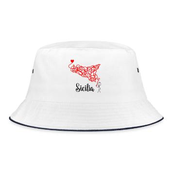 Sizilien Faden - Bucket Hat - Weiß/Navy - Vorne
