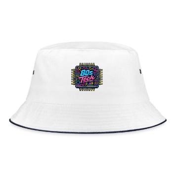 80er Tech Neon Chip - Bucket Hat - Weiß/Navy - Vorne