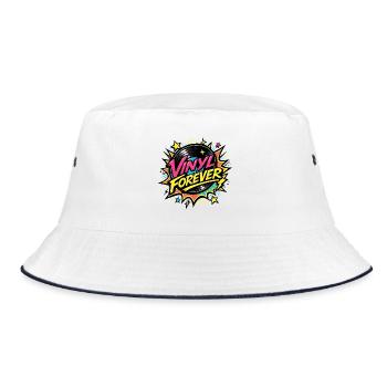 Vinyl Forever Retro Pop - Bucket Hat - Weiß/Navy - Vorne