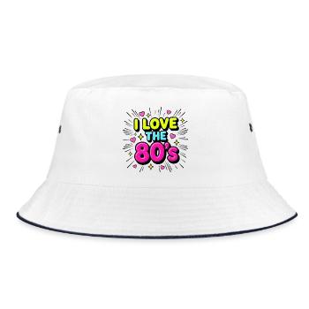 I Love the 80s Neon Retro - Bucket Hat - white/navy - Front