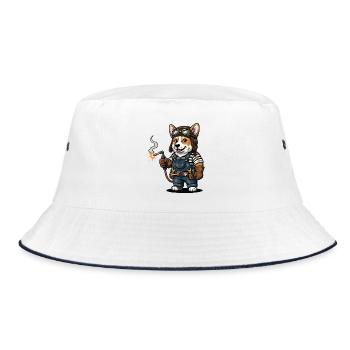 Corgi Soudeur Steampunk Mécanicien Industriel - Bob - blanc/marine - Devant