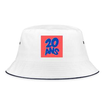 20. 20. JAHRESTAG. 20-JÄHRIGES JUBILÄUM. 20 JAHRE. - Bucket Hat - Weiß/Navy - Vorne
