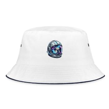 Astronaut Dog Frenchie Space - Bucket Hat - white/navy - Front