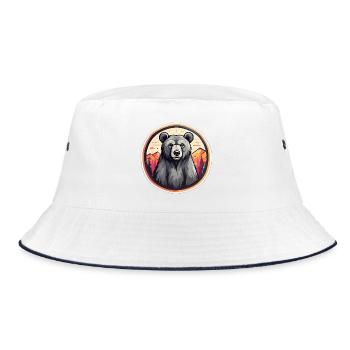 Dawn Mountain Bear - Bucket Hat - white/navy - Front