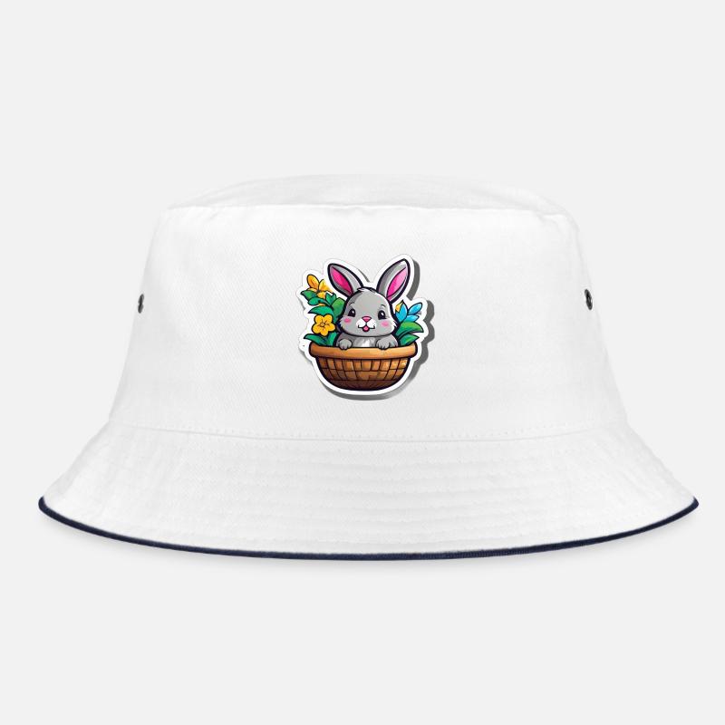 Spring Rabbit in Flower Basket Bucket Hat