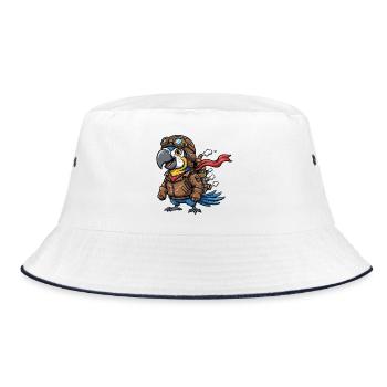Parrot Aviator Steampunk Flugabenteuer - Bucket Hat - Weiß/Navy - Vorne