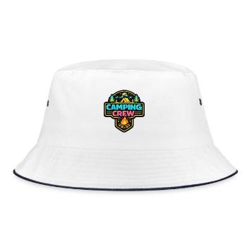 Camping Crew Badge Neon - Bucket Hat - white/navy - Front