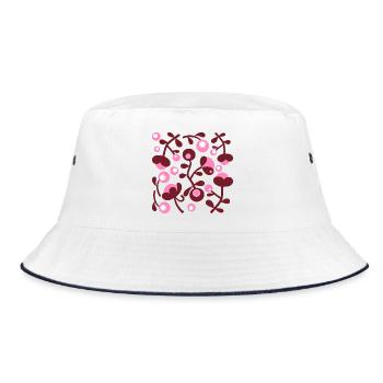 Abstract Peonies L Rose Sorbet Berry Red White - Bucket Hat - white/navy - Front