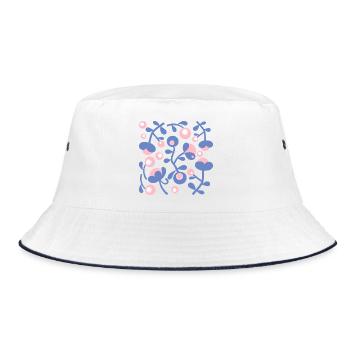 Abstract Peonies L Rose Blue White - Bucket Hat - white/navy - Front