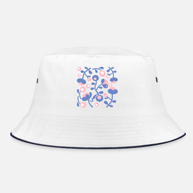 Abstract Peonies L Rose Blue White Bucket Hat