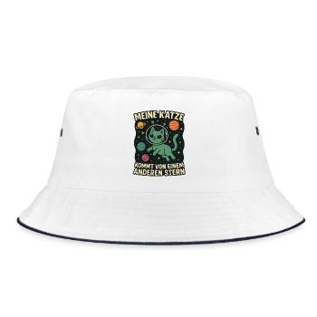 Meine Katze aus Sternenwelt - Bucket Hat - Weiß/Navy - Vorne