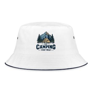 Camping Adventure Saying Go Camping Stay Wild Camp - Bucket Hat - white/navy - Front