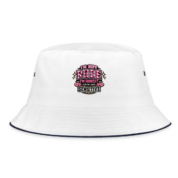 Not rude, honest – sensitive - Bucket Hat - white/navy - Front