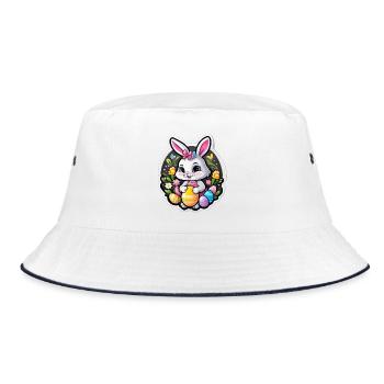 Lapin printanier et œufs colorés - Bob - blanc/marine - Devant