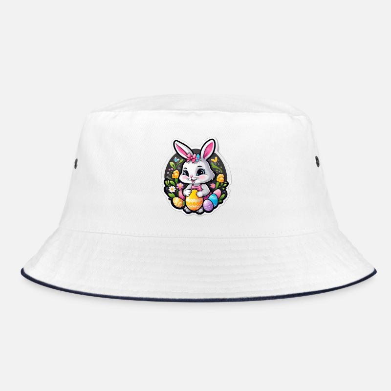 Spring rabbit and colorful eggs Bucket Hat