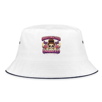 Overstimulated Unhinged Patch Art - Bucket Hat - white/navy - Front
