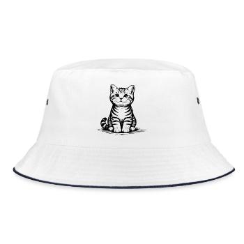 Katzenbaby_sitzend - Bucket Hat - Weiß/Navy - Vorne