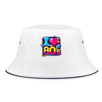 80s Party Retro 80s Party Outfit - Bucket Hat - white/navy - Front