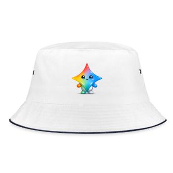 Cute Gemini Star Mascot Sticker - Bucket Hat - white/navy - Front