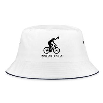 Cyclist Silhouette Road Bike Espresso Coffee - Bucket Hat - Weiß/Navy - Vorne