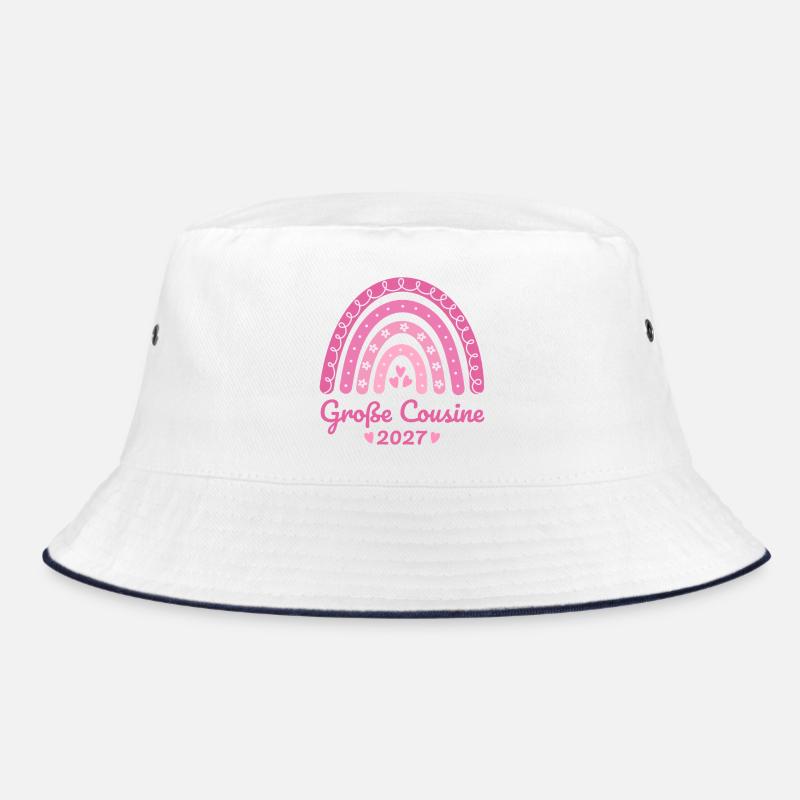 Große Cousine 2027 Boho Regenbogen rosa Bucket Hat
