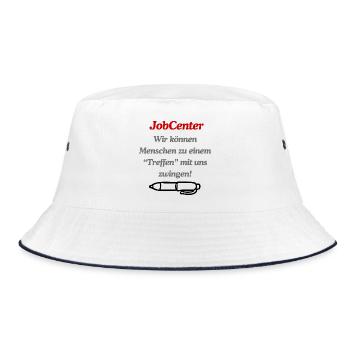 JobCenter Zwangstreffen Satire - Bucket Hat - Weiß/Navy - Vorne