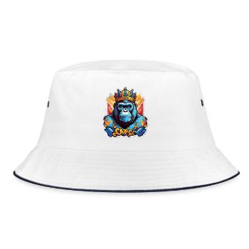 Blauer Gorilla gekrönte Graffiti - Bucket Hat - Weiß/Navy - Vorne