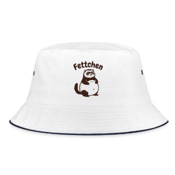 Frettchen - Fettchen mit dicken Bauch - Bucket Hat - Weiß/Navy - Vorne